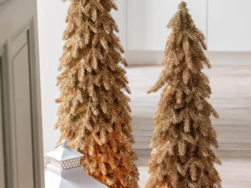 Kerstboom Zaummaro kunstkerstboom goud kunststof, compact en sfeervol voor dressoir of tafel, 75 cm hoog