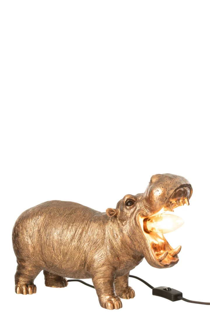 Tafellamp Gundang polyresin bronshippo met E14 fitting en warme sfeerverlichting