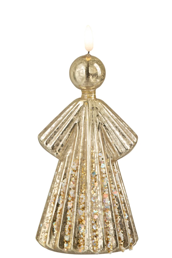 Decoratiefiguur Bremen glas goud met slanke vorm en sprankelende details, H21,5 cm
