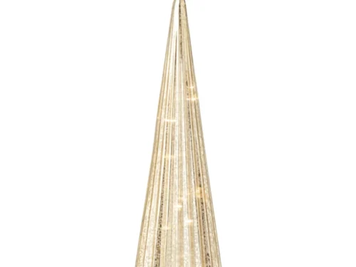 Kunstboom Tunos glas goud H40 cm, slanke LED-sculptuur met conische top en glanzende voet