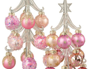 Kerstboom Zoomio Glas Roze H27 cm
