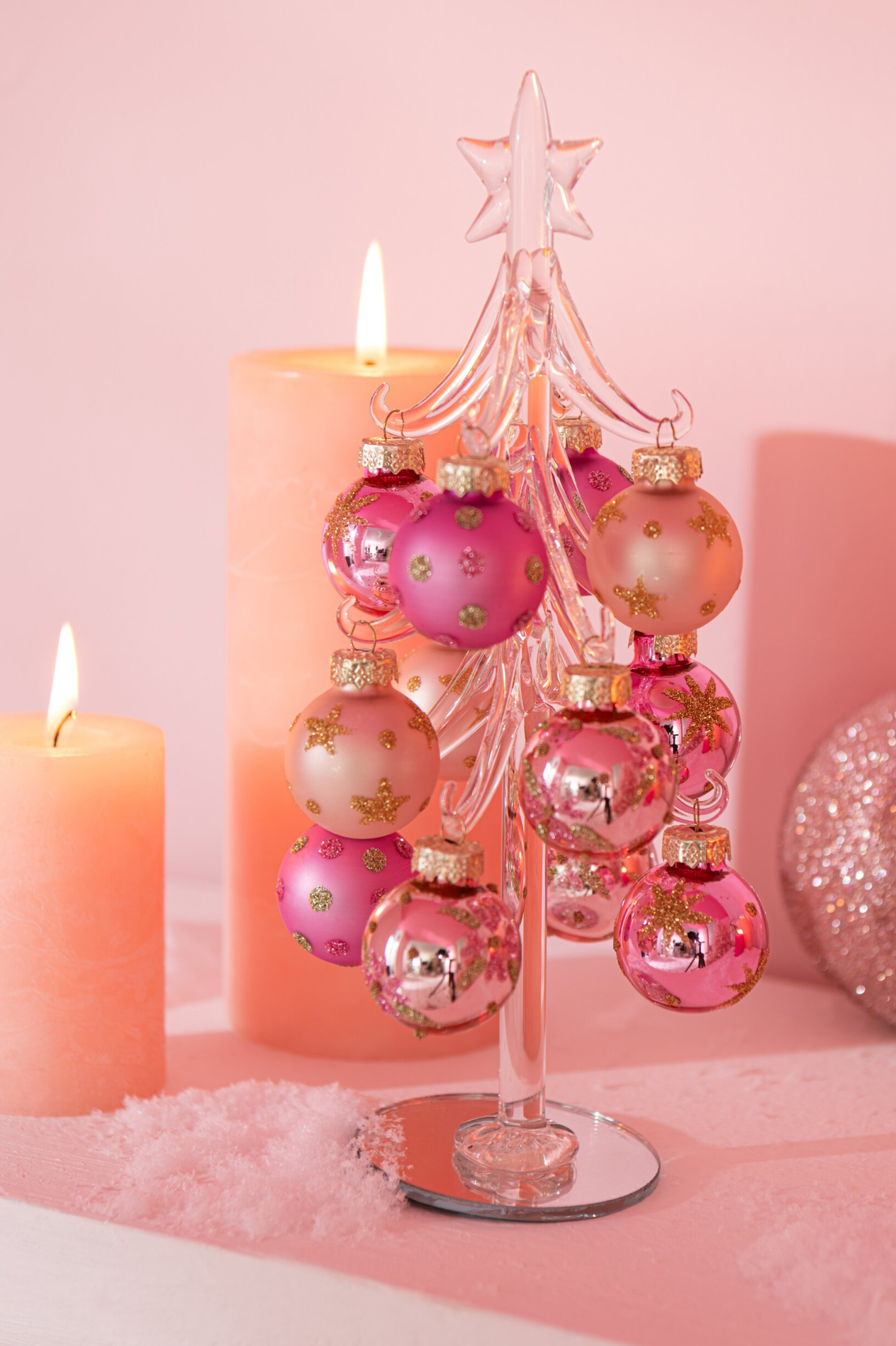 Kerstboom Zoomio Glas Roze H27 cm - Afbeelding 2