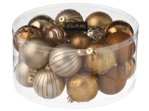 Transparante Opbergdoos Neltine met kerstballen, bruin kunststof, compact en overzichtelijk opgeborgen