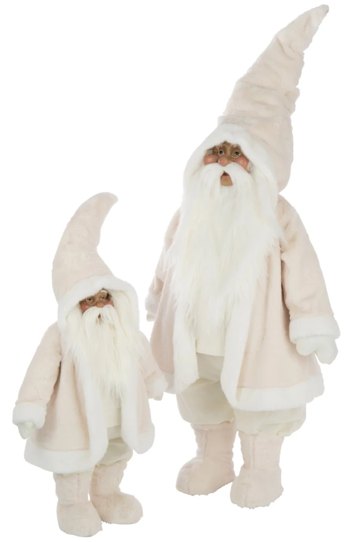 Witte decoratiefiguur Geirmund, staand winterfiguur van polyester, 155 cm hoog met lange baard en puntmuts