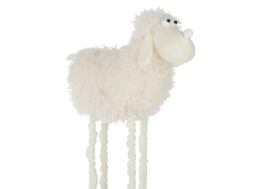 Decoratiefiguur Staudik wit polyester schaap, 98 cm hoog met speelse lange poten en zachte afwerking
