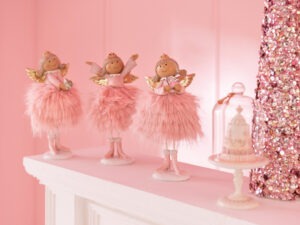 Decoratiefiguur Ulrum Polyresin Roze H16,5 cm - Set van 3