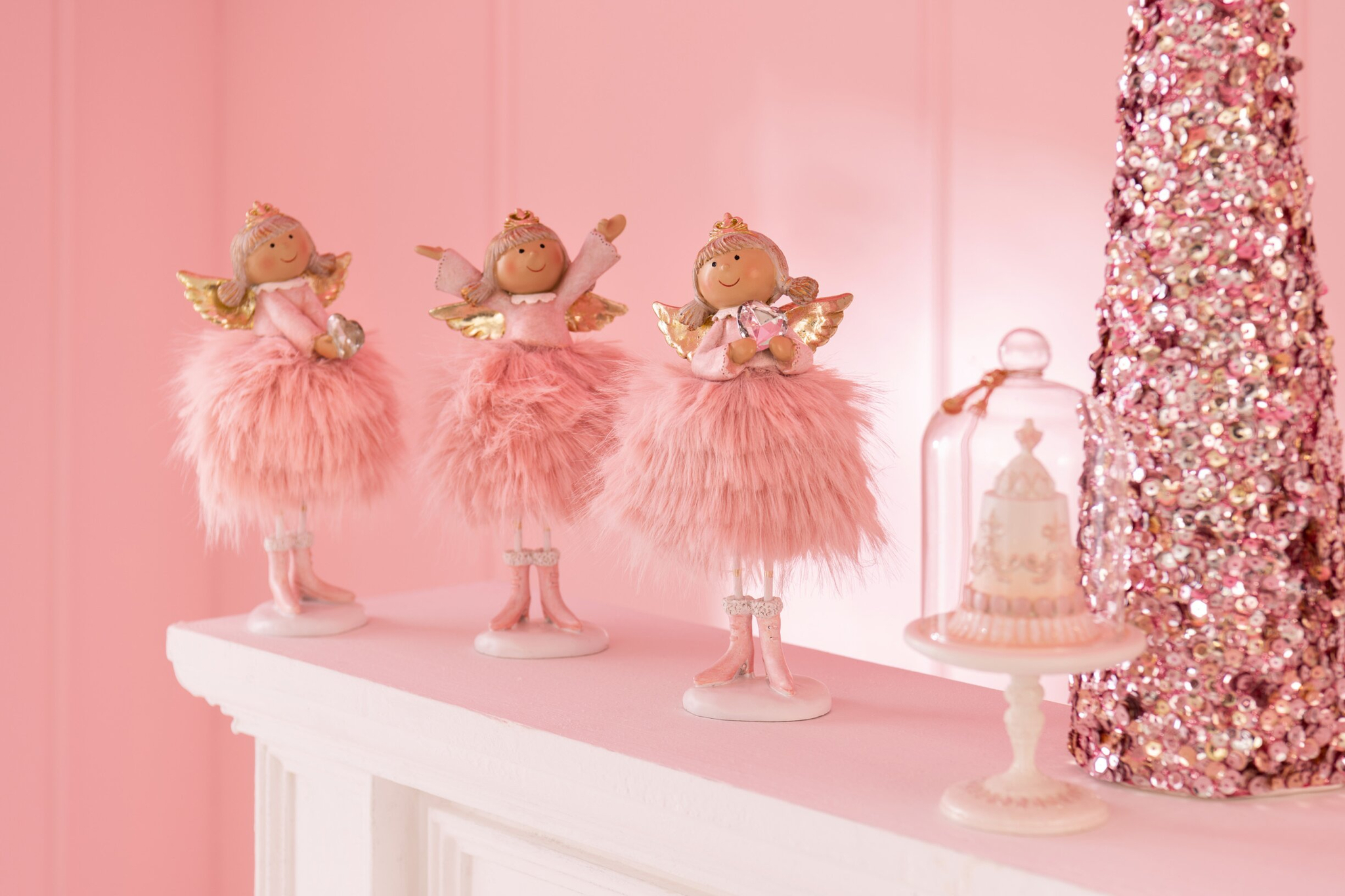 Decoratiefiguur Zoltik Polyresin Roze H23 cm - Set van 3 - Afbeelding 2