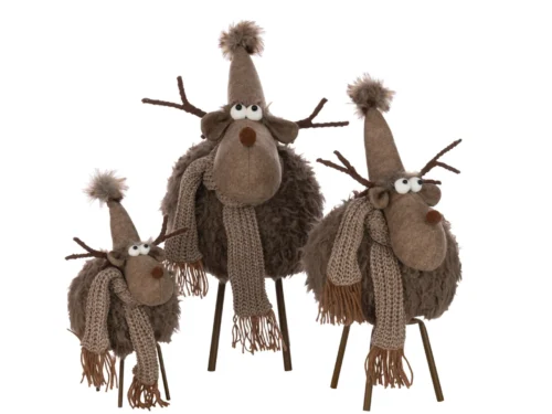 Bruine Plaid Flustona woondecoratie met schattige rendieren, zachte polyester look en sjaals op standaard