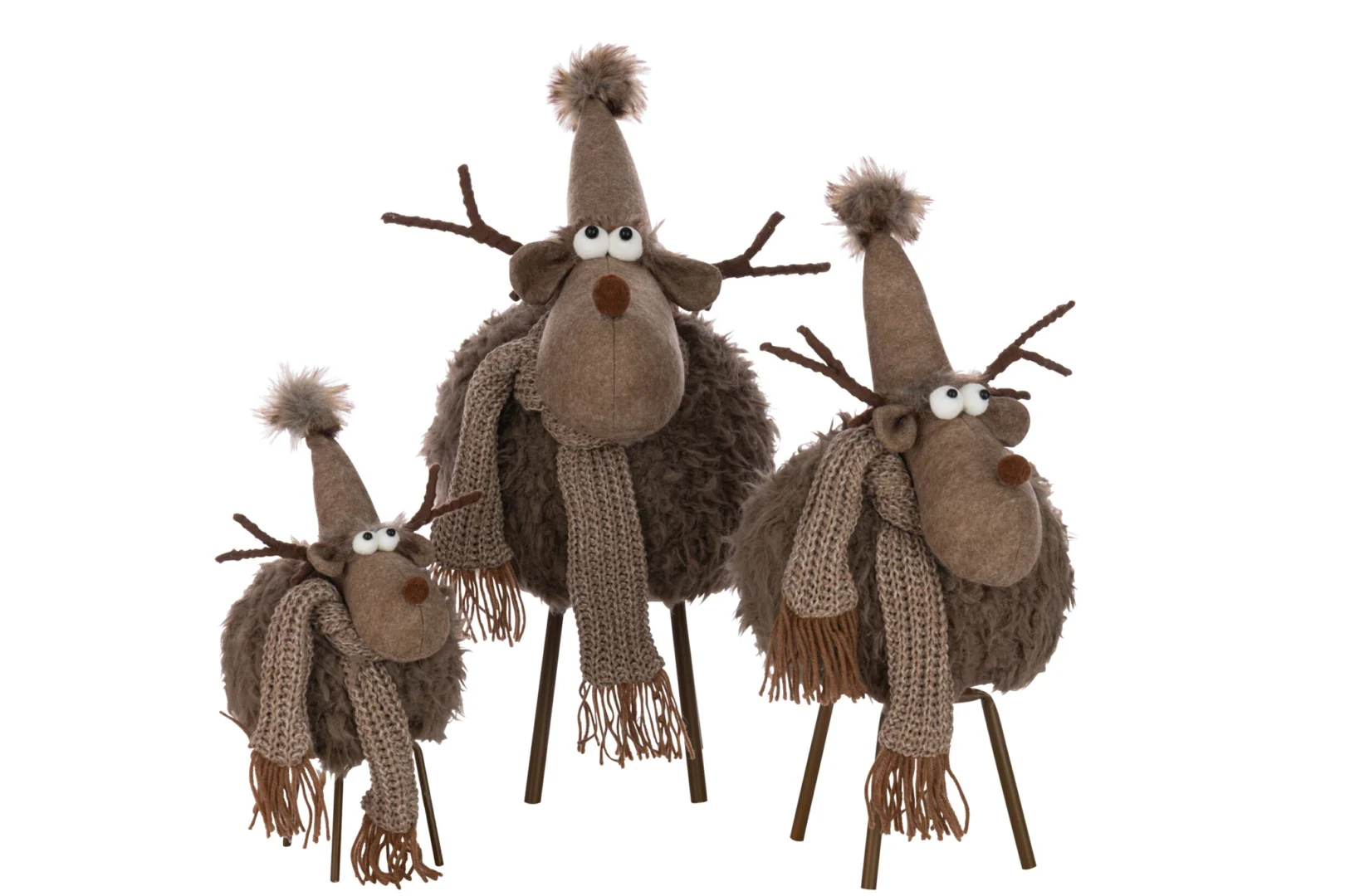 Bruine Plaid Flustona woondecoratie met schattige rendieren, zachte polyester look en sjaals op standaard