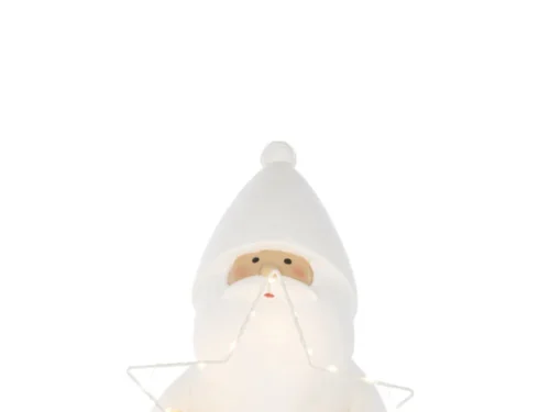 Witte Tarmil decoratiefiguur van polyresin met kaars, ster en feestelijke winterlook, 46 cm hoog