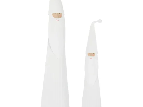 Witte metalen kerstman Pelum decoratiefiguur, 63 cm, moderne winterse woonaccessoire