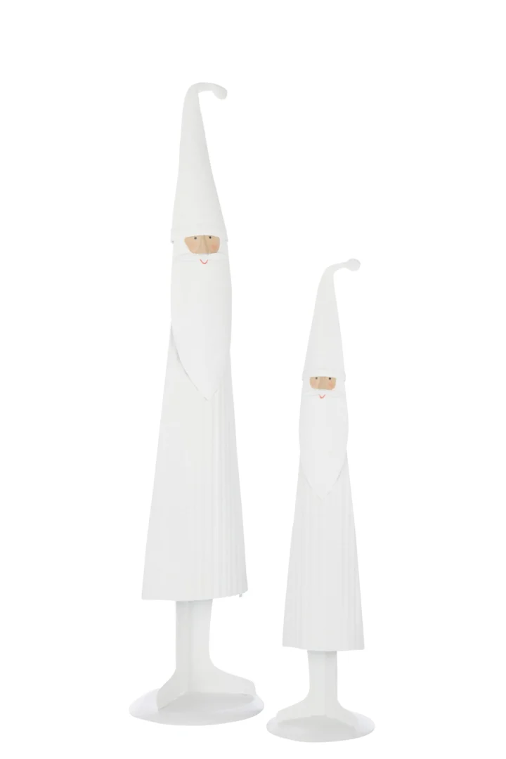 Witte metalen kerstman Pelum decoratiefiguur, 63 cm, moderne winterse woonaccessoire