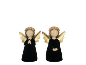 Decoratiefiguur Pauskek Polyresin Zwart H16,5 cm - Set van 2