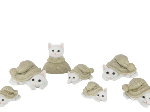 Woonaccessoire Hammamet polyresin groen, decoratieve kattenfiguren met trui in verschillende houdingen