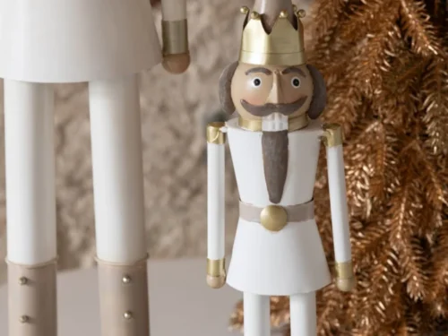 Notenkraker Peiser metaal meerkleurig, decoratieve set van 2 met speelse kronen en witte afwerking