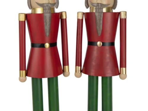 Murrello notenkraker van metaal in meerkleurig, groot feestelijk decoratiestuk met rood, groen en goud