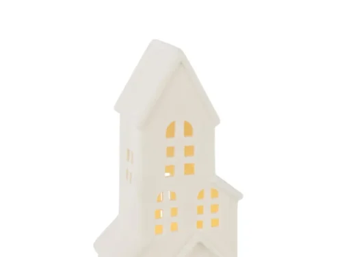 Woonaccessoire Raannel klei wit huisje met vier ramen en warme, sfeervolle uitstraling