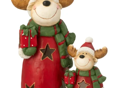 Plaid Jausto meerkleurig rendierdecoratie met rood-groene kerstfiguren en cadeautjes, 38 x 28,5 cm