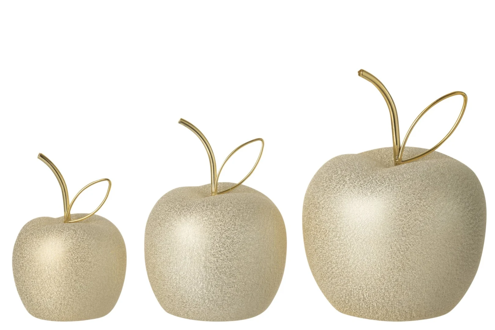 Decoratie Raldun porseleinen appels in goud, set van 3 met glanzende afwerking en elegante vorm