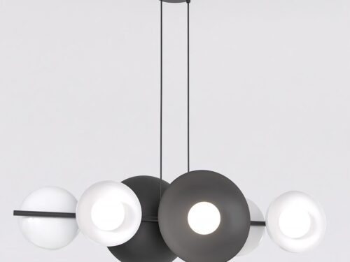 Hanglamp Diestond zwart met witte kappen en verstelbare hoogte, minimalistisch design Ø10 cm