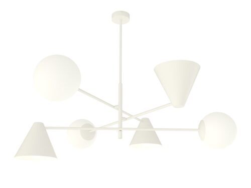 Kroonluchter Doollar Wit Ø15 cm met zes witte lampen en modern, verfijnd design