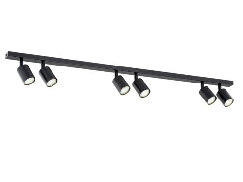 Plafondlamp Vodea Zwart met 6 verstelbare spots in strak, minimalistisch design black steel