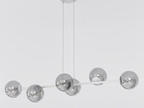 Hanglamp Brerrona Grijs Ø14 cm met 5 glazen bollen en verstelbare ophanging in moderne grafietlook