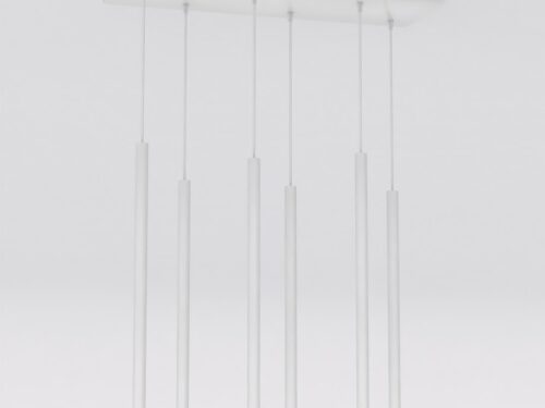 Hanglamp Slely Grijs met 6 slanke pendels en verstelbare hoogte, modern design in gepoedercoat staal
