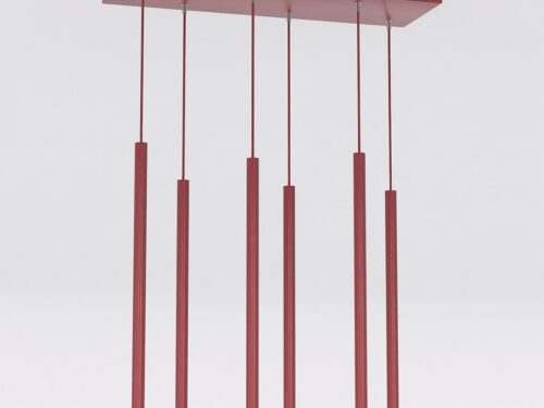 Bordeaux hanglamp Veellik met zes slanke pendels en modern gepoedercoat staal