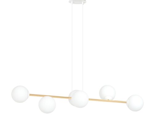 Hanglamp Fennik Wit Ø14 cm met witte glazen bollen en gouden accenten, stijlvol en elegant