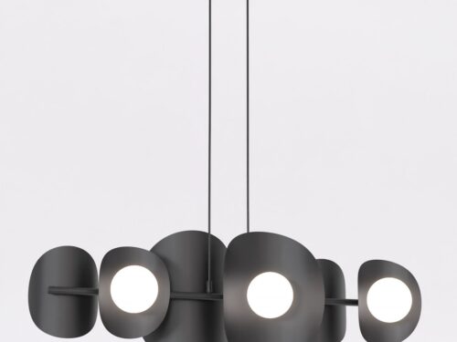 Hanglamp Fleedy zwart Ø10 cm met 6 witte glazen bollen, modern design en verstelbare ophanging