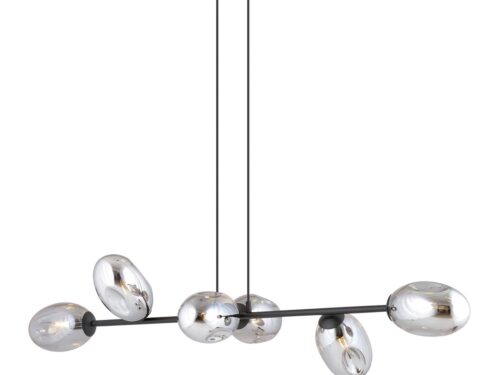 Hanglamp Leiden Zwart Ø12 cm met verstelbare ophanging, zwarte staal- en glazen afwerking met grafietkleurige kappen