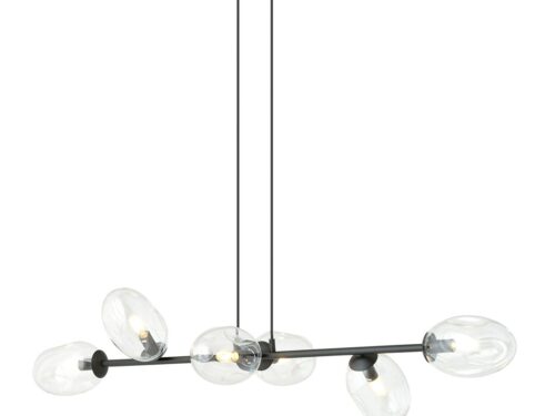 Hanglamp Skuntan Zwart Ø12 cm met zes glazen lichtpunten en verstelbare ophanging