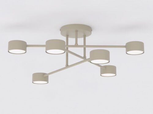 Plafondlamp Jola beige met zes lichtpunten en modern minimalistisch ontwerp van gepoedercoat staal