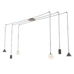 Hanglamp Elio Zwart, moderne spiderlamp met zes verstelbare lichtpunten in zwart gepoedercoat staal