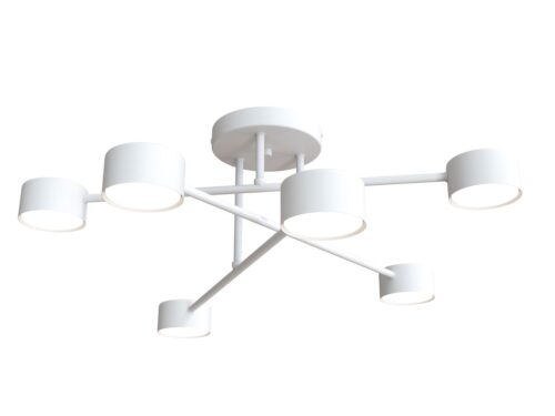 Plafondlamp Takello Wit met zes lichtpunten, modern strak ontwerp en gepoedercoat staal