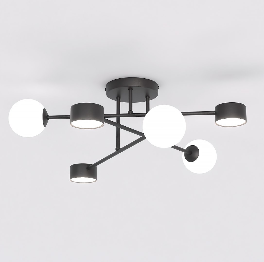 Plafondlamp Fludora Zwart Ø10 cm