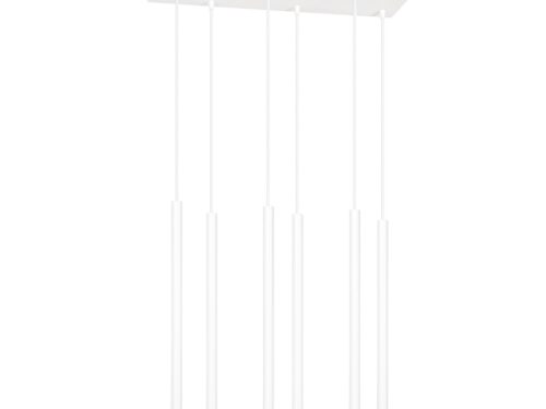 Hanglamp Skaaldea Wit met zes slanke lichtpunten en verstelbare hoogte, minimalistisch design in gepoedercoat staal