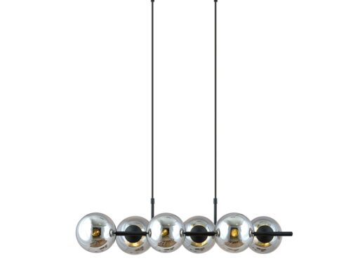 Hanglamp Floli Zwart Ø14 cm met 6 glazen bollen en verstelbare ophanging