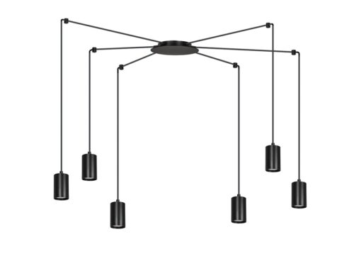 Hanglamp Morrun Zwart, moderne zwarte stalen hanglamp met 6 verstelbare GU10-spots