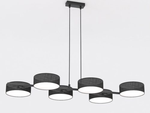 Hanglamp Jeiltund Zwart Ø20 cm met 6 lichtpunten en strak Japandi design in gepoedercoat staal