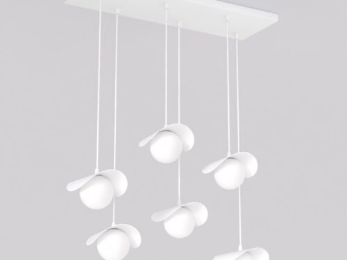 Hanglamp Censano Wit Ø10 cm met zes verstelbare pendels en sculpturale witte stalen afwerking