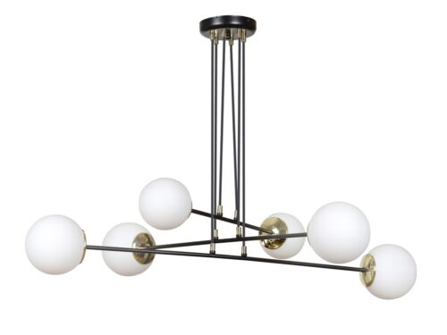 Hanglamp Gunde zwart Ø15 cm met wit glas, slank verstelbaar ontwerp en elegante glamourstijl
