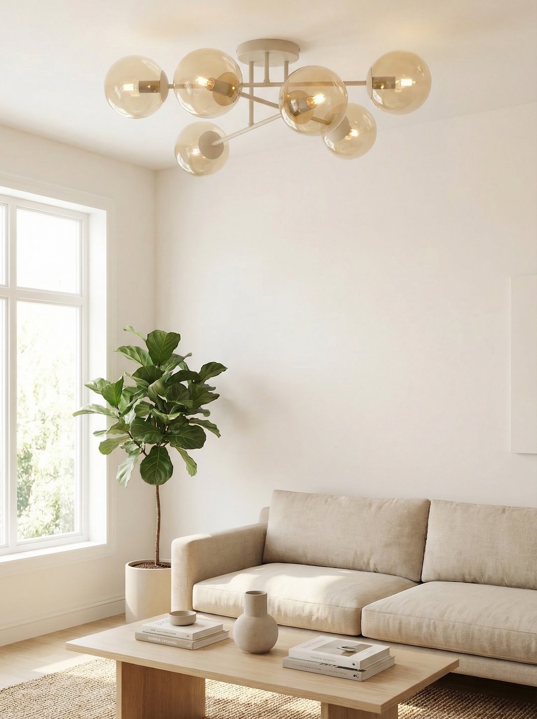 Plafondlamp Flalen Beige Ø14 cm - Afbeelding 2
