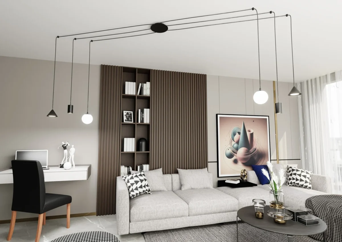 Hanglamp Elio zwart hout in hoogte verstelbaar – foto 2