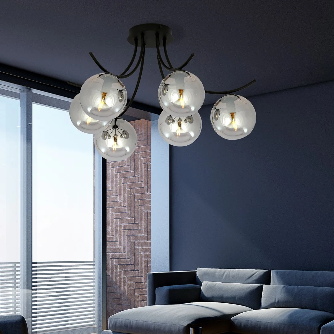 Plafondlamp Daurmek Zwart Ø14 cm - Afbeelding 3