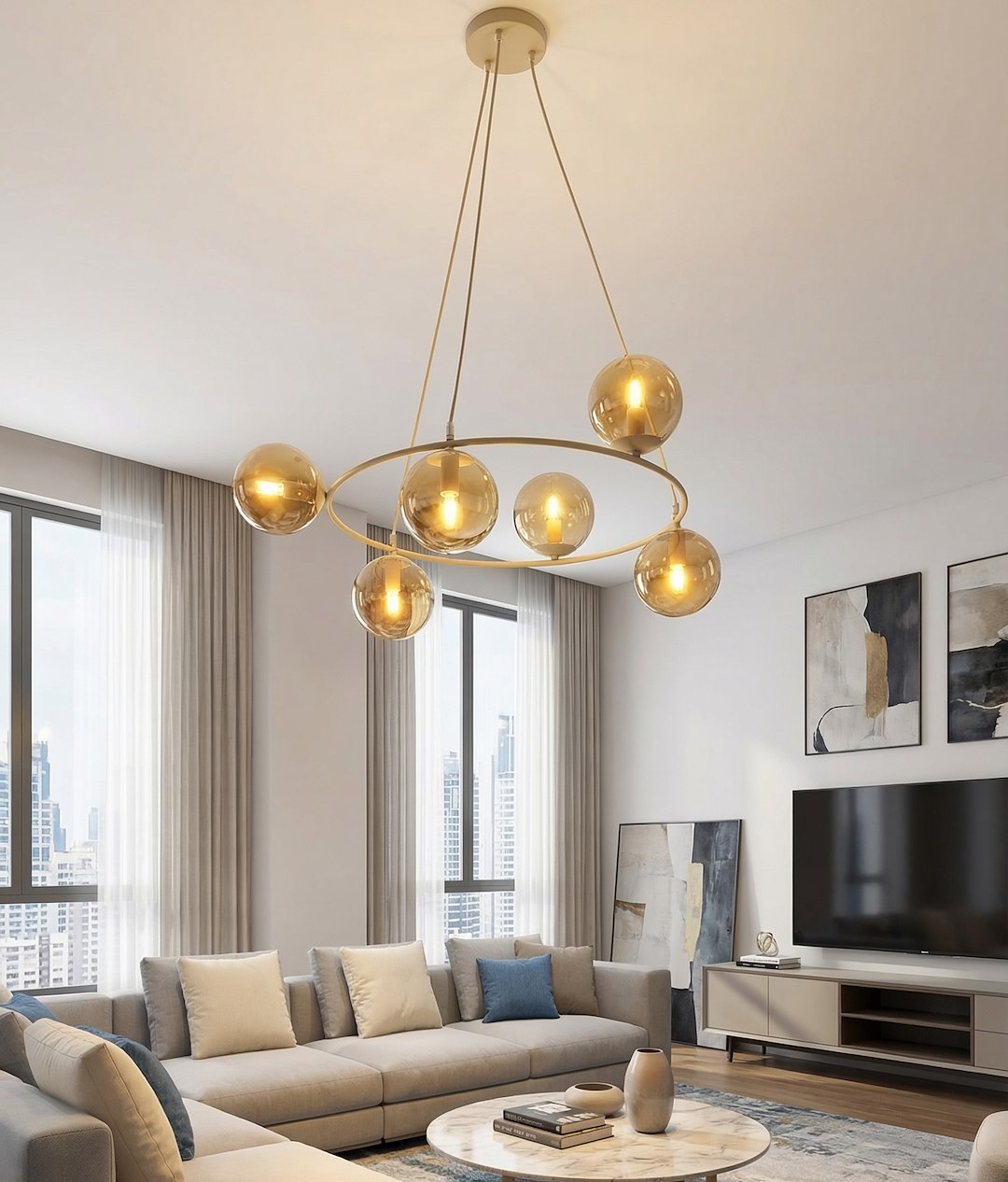 Hanglamp Peissero Beige Ø14 cm - Afbeelding 4