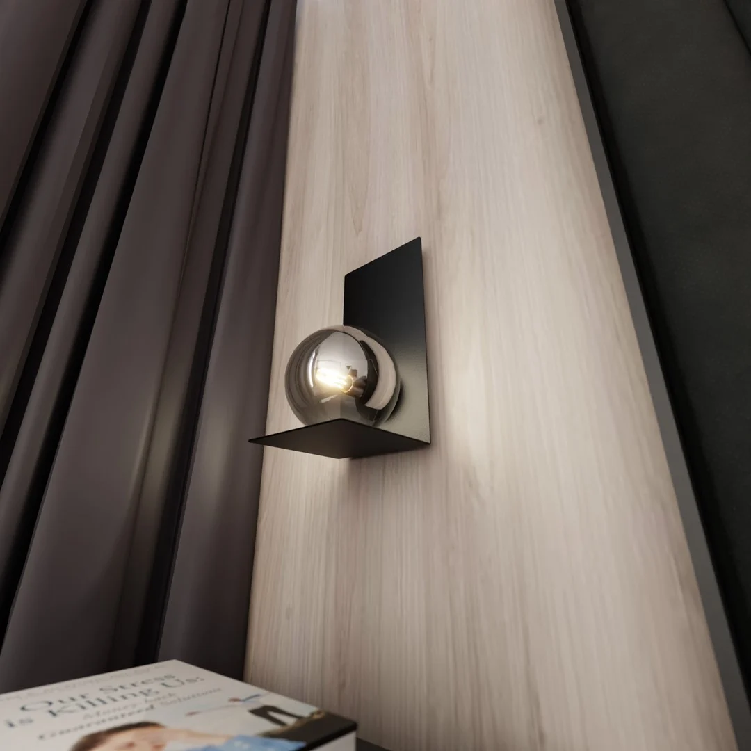 Wandlamp Plymouth Ø14 zwart staal - Afbeelding 4