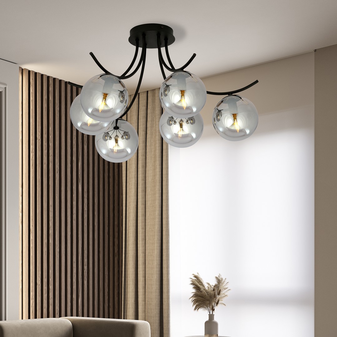 Plafondlamp Daurmek Zwart Ø14 cm - Afbeelding 4