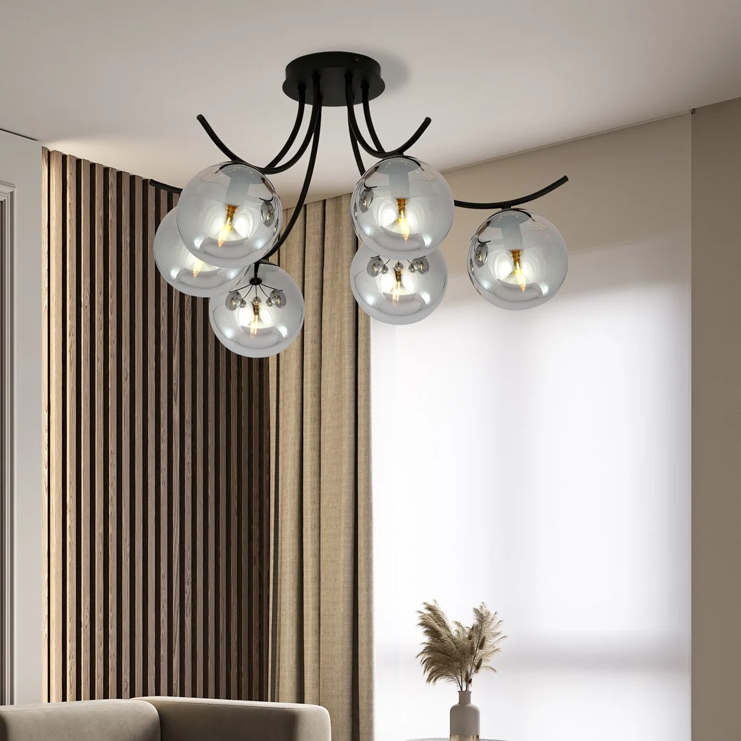 Plafondlamp Daurmek Zwart Ø14 cm - Afbeelding 4